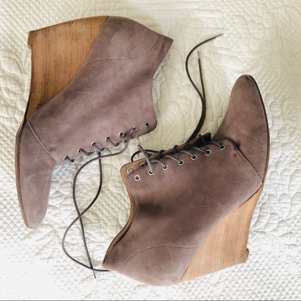 Belle Sigerson Morrison gray wedge ankle booties